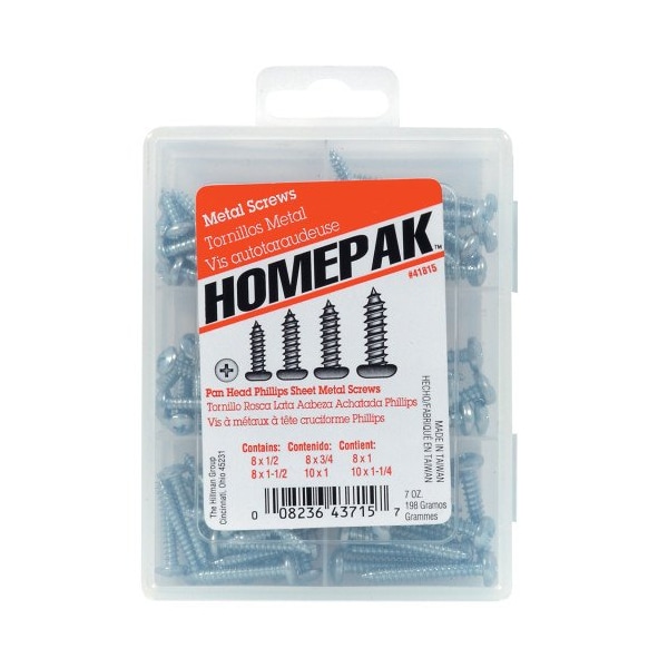 Hillman Sheet Metal Screw, #14 x Zinc Plated Steel Pan Head Phillips Drive, 5 PK 41815 - main